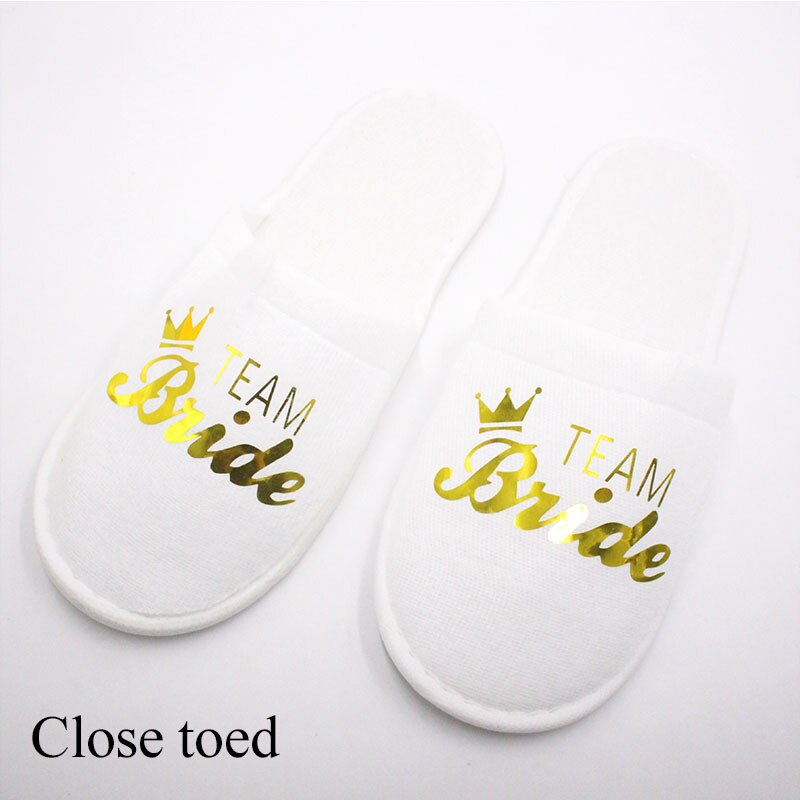 1 Pairs Team Bruid/Team Bruidegom Wegwerp Zachte Slippers Bruiloft Decoratie Bridal Show Bruidsmeisje Vrijgezellenfeest Decoratie-S: 2