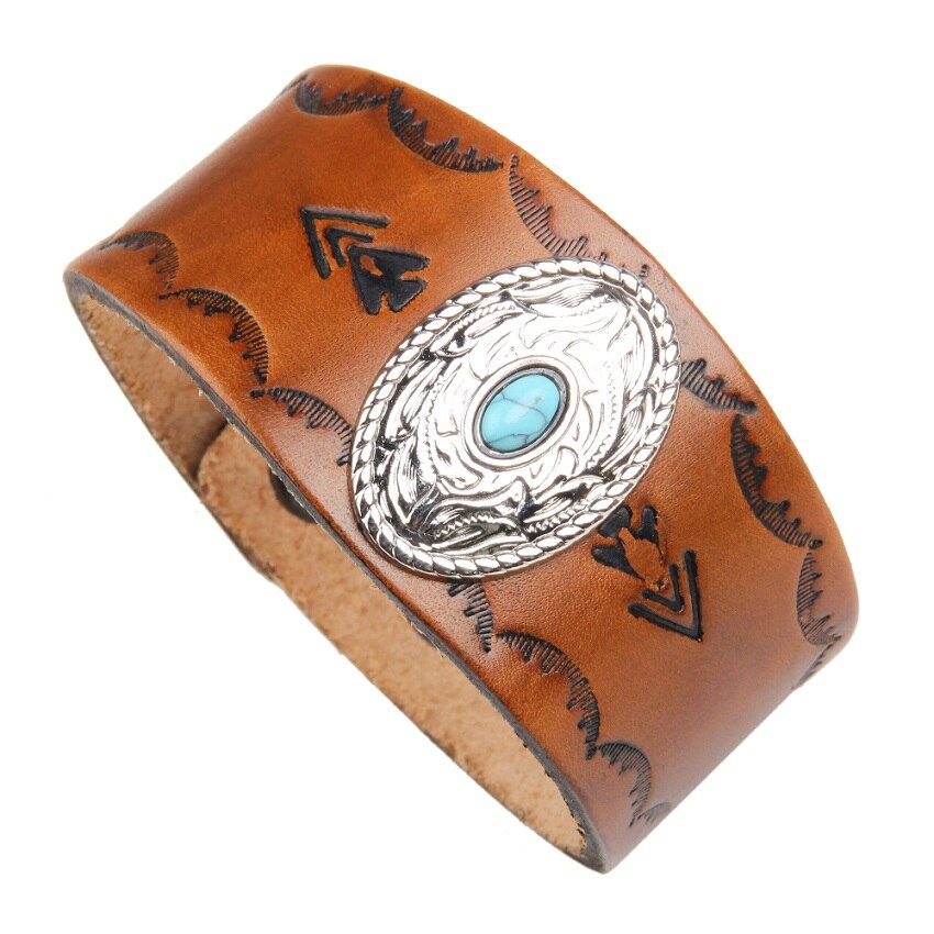 Moda szeroki mężczyzna skórzana bransoletka Trendy Alloy Metal Man bransoletki bransoletki geometryczne skórzane bransoletki biżuteria: colour 8