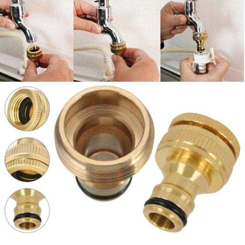 Universal Threaded Tap Connector Adaptor Pipe Joiner Fitting Premium Brass Linking Watering Faucet Converter Tap Connection