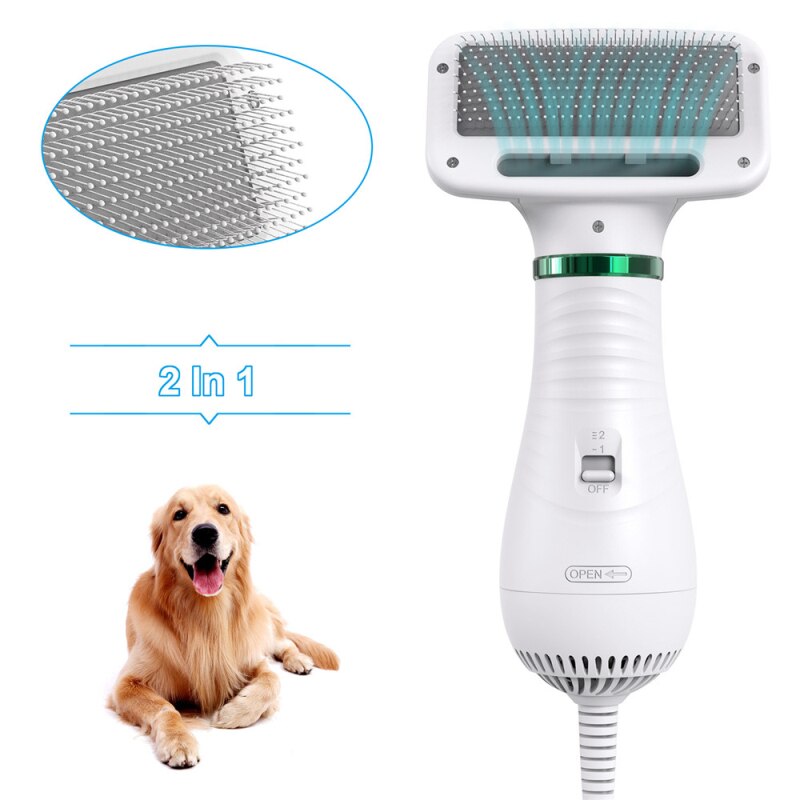 Secador de pelo 2 en 1 para perros y gatos, cepillo de aseo, herramienta de depilación, soplador de pelo, suministros de limpieza para el hogar