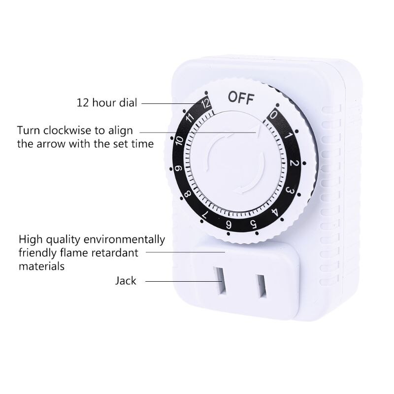 Ac 110v 12 uur mechanische us stekker schakelaar timer stopcontact voor huishoudelijke apparaten bediening motorfiets oplaadtimer 10a 1200w