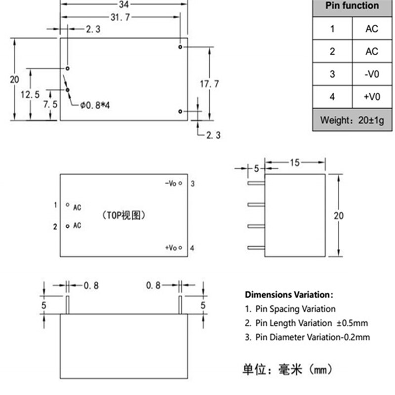 ! ! Módulo de potencia hi-link ac dc 5v 3w HLK-PM01