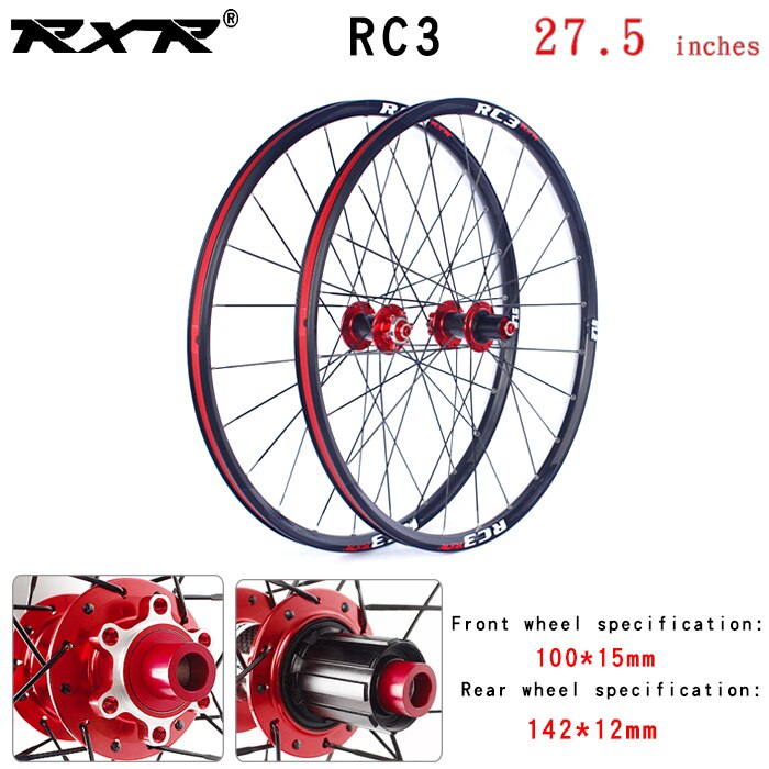 RXR-Rueda con cubo para bicicleta de montaña, neumático para bici MTB o de campo, 27.5, RC3, juego de cojinete de carbono, llanta de aleación de aluminio