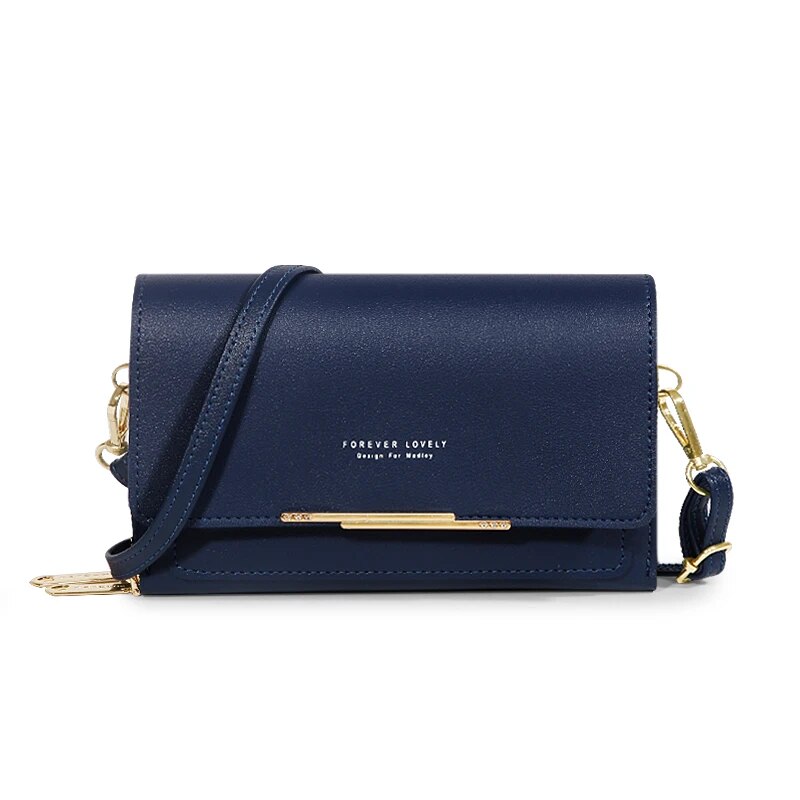 Pu Leather Women Handbags FemaleMultifunctional Large Capacity Shoulder BagsFashion Crossbody Bags For Ladies Phone Purse: DEEP BLUE