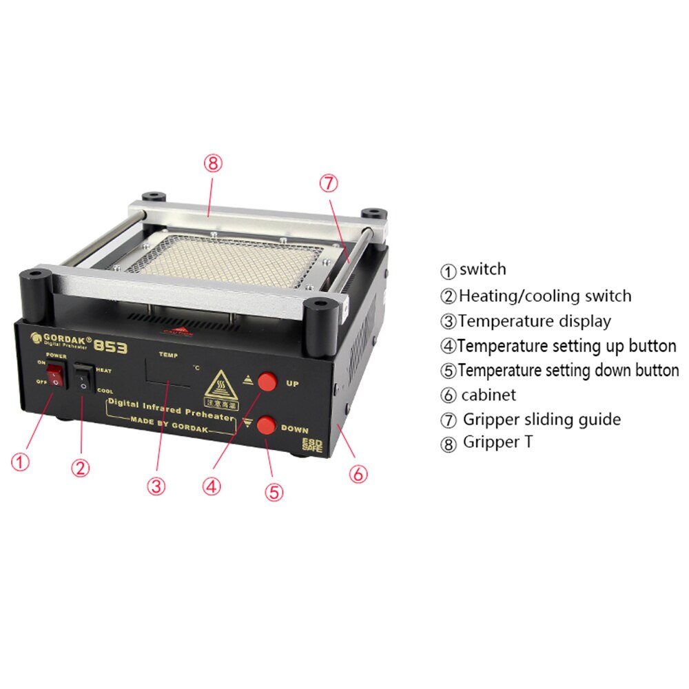 GORDAK 853 High power ESD BGA rework station PCB preheat and desoldering IR preheating station