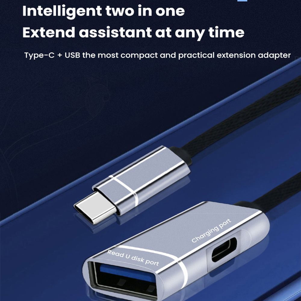 2 In 1 Type-C OTG Adapter Power Supply PD Fast Charging Cable USB 3.0 External U Disk Converter Splitter For Laptop Mobile Phone