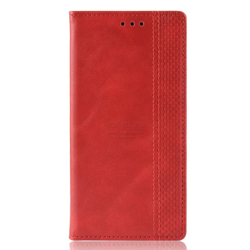 For Huawei Honor 10X lite Case Book Wallet Vintage Magnetic Leather Flip Cover Card Stand Soft Cover Luxury Mobile Phone Bags: Red