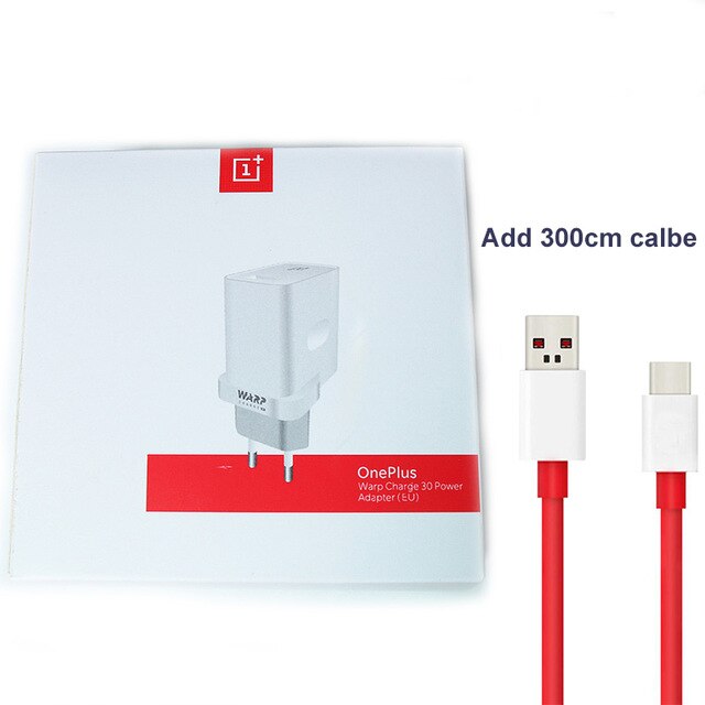 Original für OnePlus 7T Pro 30W Warp Ladegerät 6A Typ-C Kabel Dash Ladung Schnell Lade Adapter für One Plus 8 7 6T 1 + 6 3T 1 + 5T: EU Add 300cm Cable