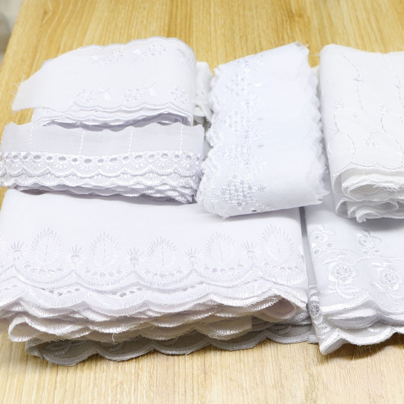 Brede 3-15 witte katoenen kant stof, diy kledingstuk accessoires materiaal gemengd formaat 20 meter