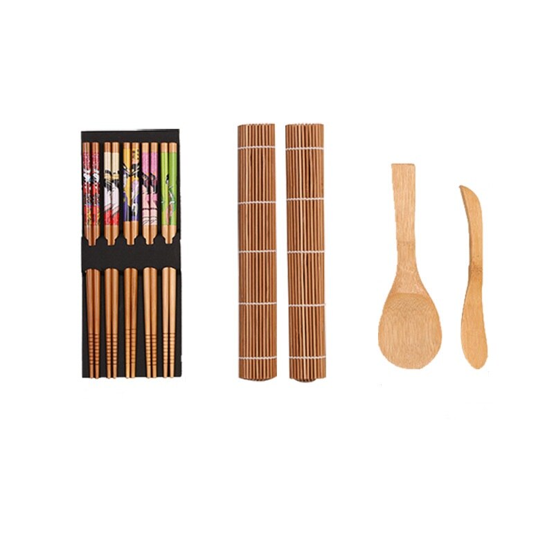 5Pcs Diy Qiuck Sushi Maker Kit Food Grade Plastic Bamboe Roll Sushi Maken Tool Keuken Sushi Mold Koken Gereedschap set: A 4PCs