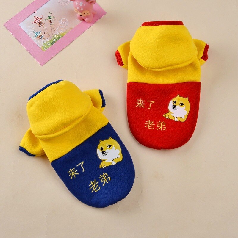 Moda roupas para cães de inverno quente cães hoodies de duas pernas mais grosso engraçado carta outfits imprimir pequeno filhote de cachorro vermelho menina ropa para perro