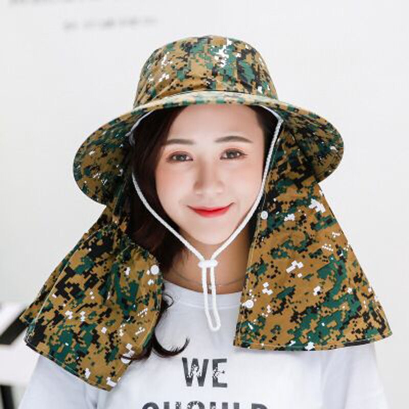 Kvinder sommer solhatte blomstercamouflage pakbar solskærmshat med store hoveder bred skygge strandhat uv beskyttelse kvinde kasket: 12