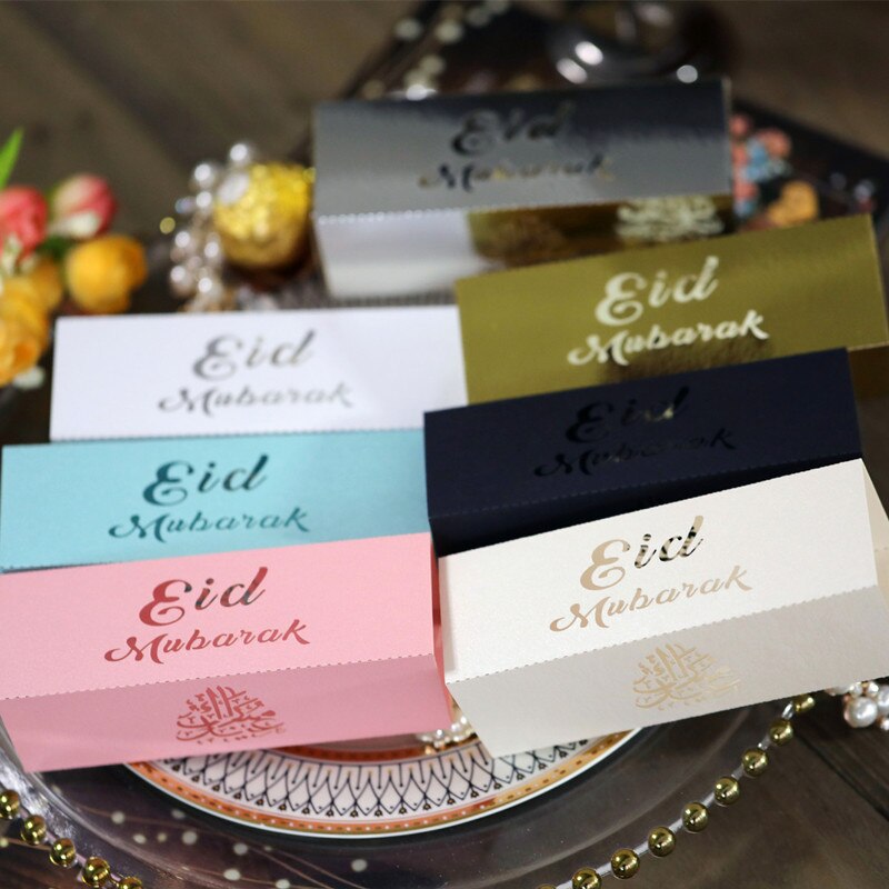 10Pcs Eid Mubarak Doos Snoep Box Ramadan Kareem Favor Boxes Islamitische Moslim Festival Gelukkig Al-Fitr Eid feestartikelen