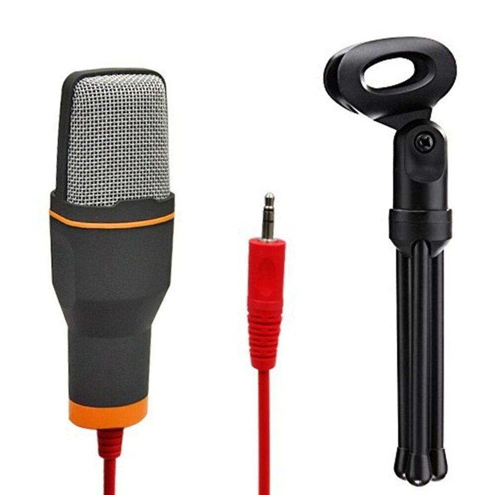 Microphone à condensateur haute sensibilité avec support, pour enregistrement, ordinateur portable, micro unidirectionnel