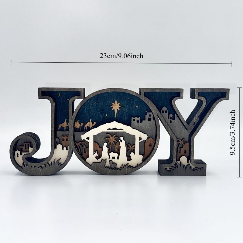 Wooden Crafts Christmas JOY Letter Ornament Home Office Decoration: Dark Green