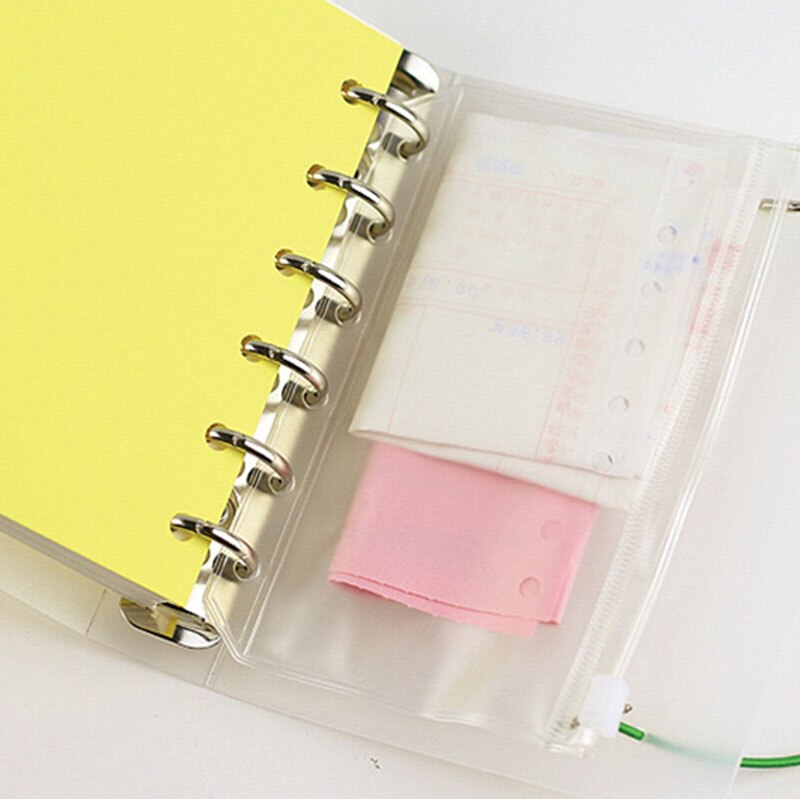 5Pcs/lot A5/a6/a7 /file Organizer Storage Folder Standard Transparent Pvc Loose Leaf Zipper Filing Binder Pouch with Self-Style