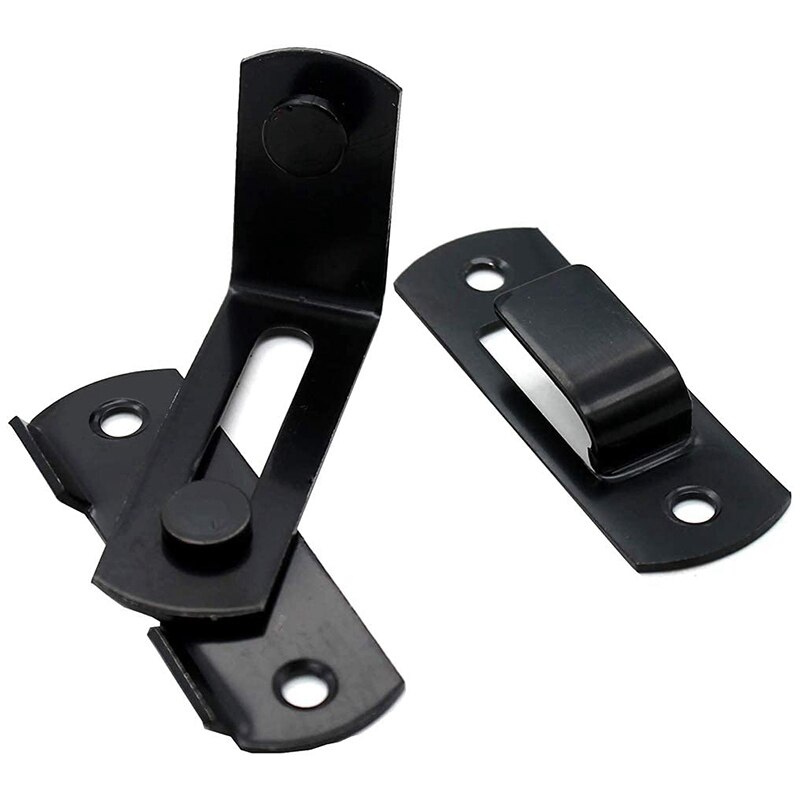 Matt Black Stainless Steel Door Buckle Lock Bolt Lock 90 Degree Door with Cabinet Hasp Lock