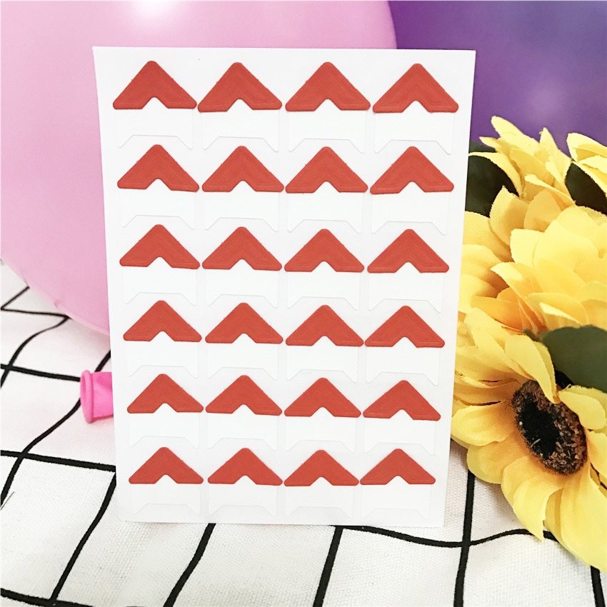 120 stks/partij (5 vellen) DIY Snoep kleuren Vintage Hoek kraftpapier Stickers voor Fotoalbums Frame Decoratie Scrapbooking: Rood