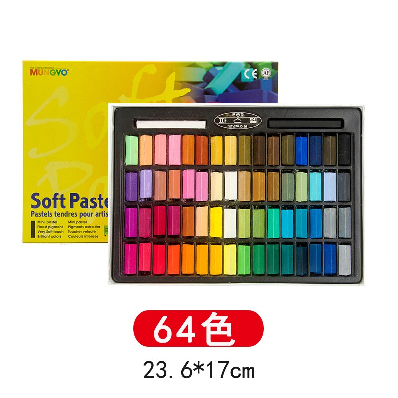 Mungyo-Mini pasteles de tiza no tóxicos de colores Pastel suave para artista estudiante, pluma de pintura de Graffiti, suministros de Arte de papelería escolar: 64pcs