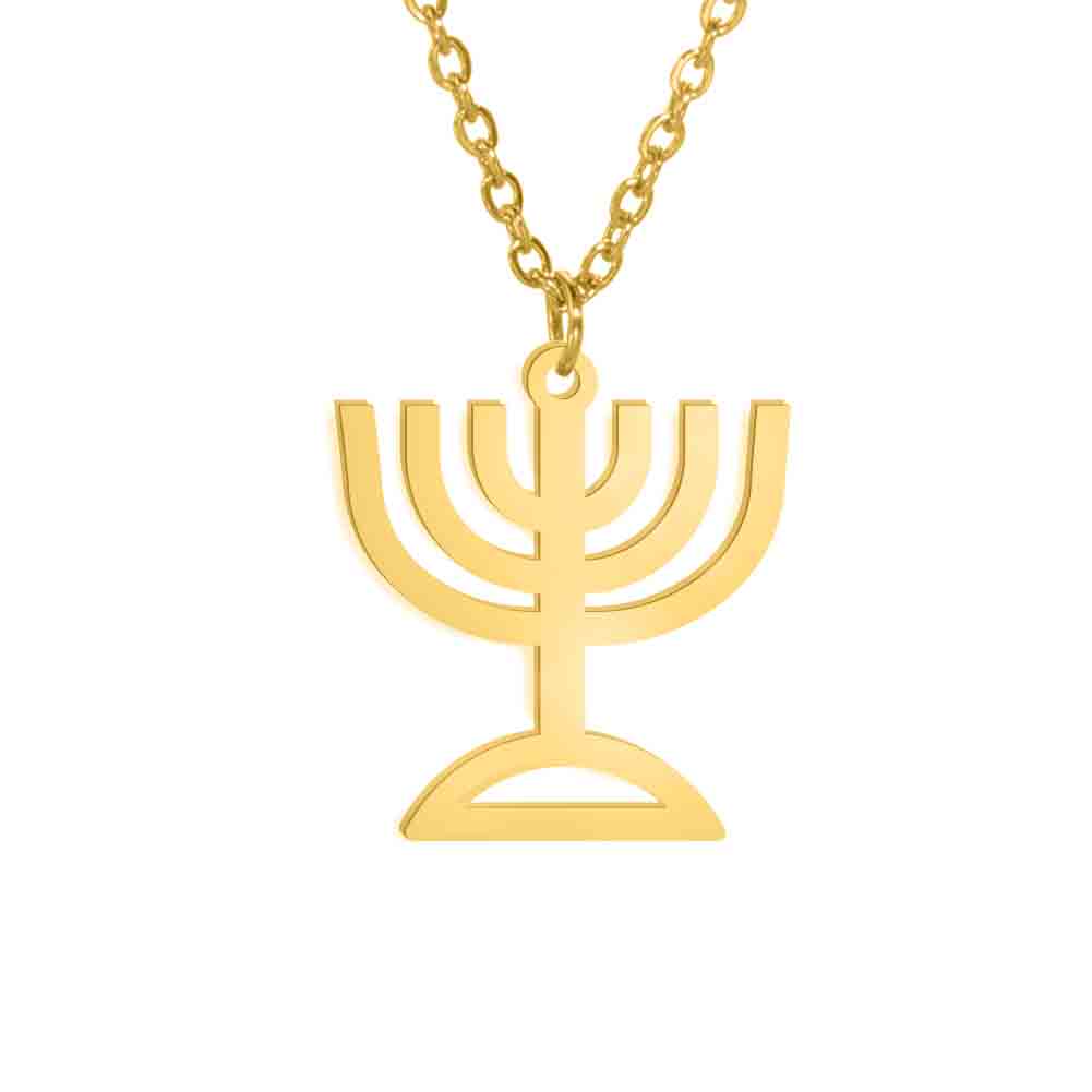 VASSAGO Hanukkah Necklace Triangle Menorah Pendant Necklace Stainless Steel Chanukah Jewelry Dainty Jewish Religious: Rust Red