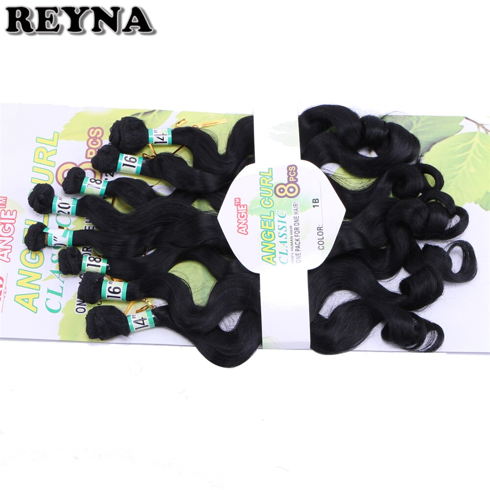 Schwarz Farbe Synthetische Haar Extensions Weave Körper Welle 8 stücke ein Satz Hitzebeständige faser Haar bundles