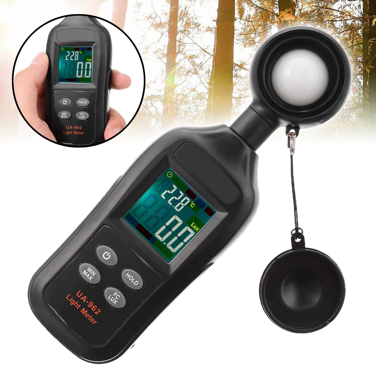 200000 Luxmeter Lux/FC Temperature Tester For Photometer Hand-held Spectrometer Light Meter Digital Luminometer