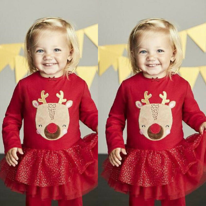 Xmas børn baby pige 12m-4t julekoncert tutu blonder kjole prinsesse tøj sæt