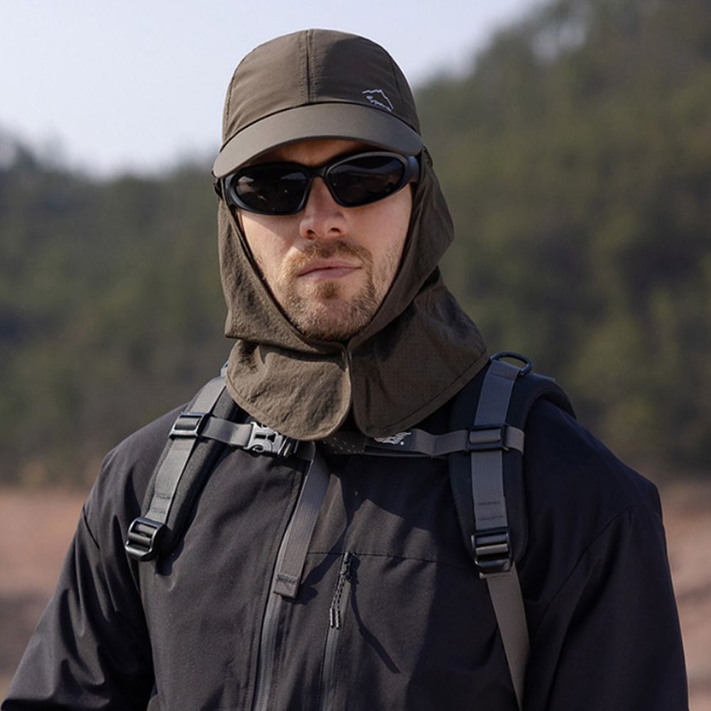 Protección solar Sombrero impermeable para el sol Secado rápido Gorra de béisbol de pesca de ala ancha Mantón desmontable Gorra de playa transpirable