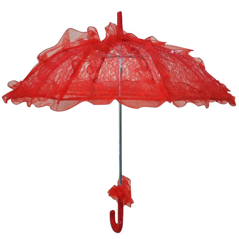 Farverig bryllup brude paraply gammel western romantisk manuel åbning fleur parasol flæser indretning blonde paraply  d30: Rød
