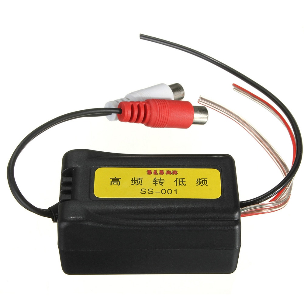 convertidor RCA de altavoz para coche de 2 canales de alto a bajo nivel, negro, duradero, con cable de tierra adecuado para coche