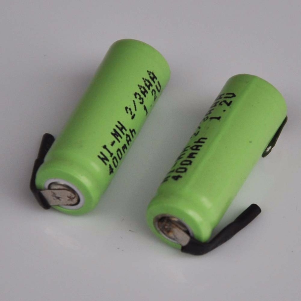 3-6 STKS 1.2 V mh 2/3AAA oplaadbare batterij 400 mah 2/3 AAA nimh mobiele met solderen tabs pins voor DIY LED solar licht