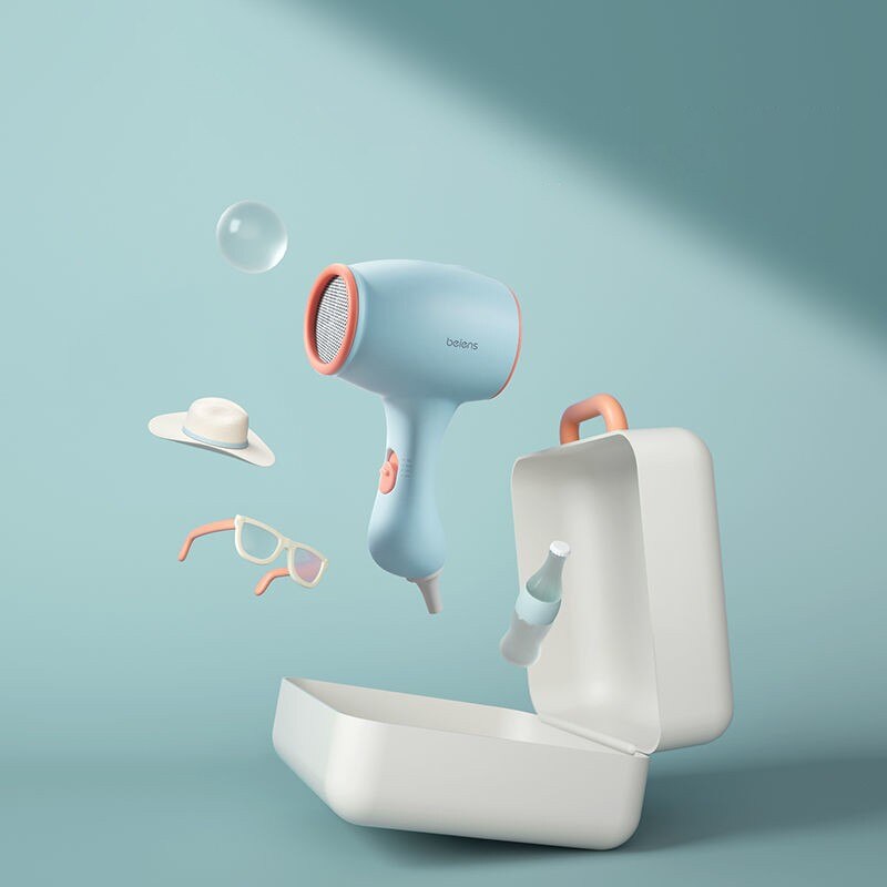 Baby Föhn Draagbare Mini Leuke Opvouwbare Home Reizen Student Lage Straling Ion Low Noise Haarverzorging Tool Veilig reizen Babycare