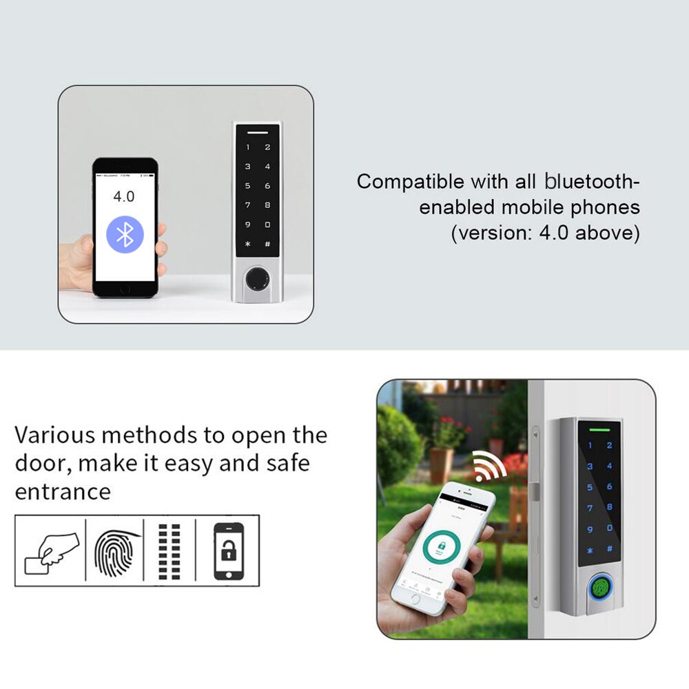 1000 User Bluetooth 125Khz RFID Access Controller Waterproof Fingerprint Access Control Keypad Tuya Mobile APP Remote Open