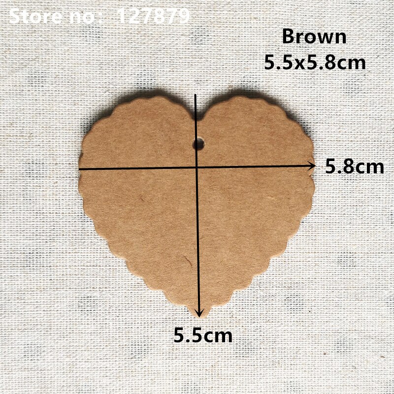 100 pcs 2 maten Prijs Label Hartvorm Kledingstuk labels DIY Handgemaakte Kraftpapier Kaart Gunst Tag DIY tag Party Favor: Brown 5.5x5.8cm