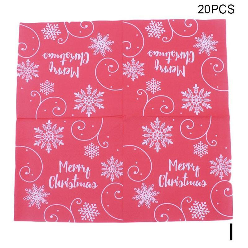 20 pièces/lot serviettes de Table de noël tapis en tissu imprimé Santa Tree bois pâte papier joyeux noël décor cuisine noël Table serviettes: I
