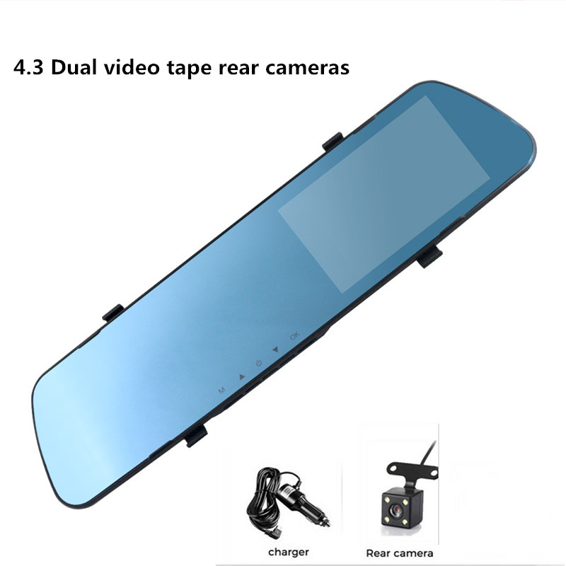 Dash Cam 24H Auto Dvr Dash Camera Achteruitrijcamera Dual Lens 1080P 4.3in Full Hd Cyclus Opname Dash cam Video Recorder Spiegel Dashcam: T2 Dual cameras / 32G