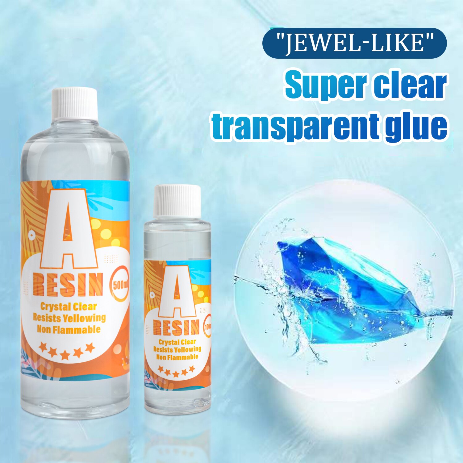 Pegamento de cristal de resina epoxi 1:1 AB, alta adhesivo de fundición transparente y recubrimiento de resina para fabricación de joyas, llavero, manualidades DIY, arte de resina