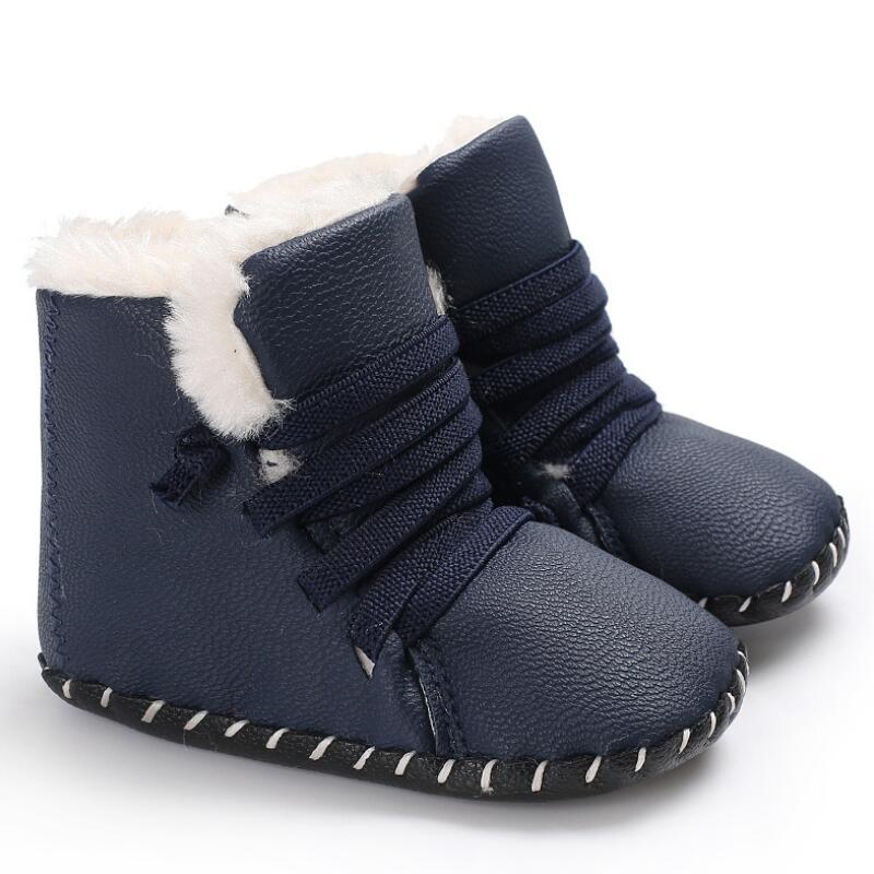 Kids Laarzen Kinderen Rubber Laarzen Winter Kinderen Dikker Pluche Snowboots Kind Warm Pu Lederen Korte Baby Baby Wit schoen: Blauw / 13(Insole 13.0cm)