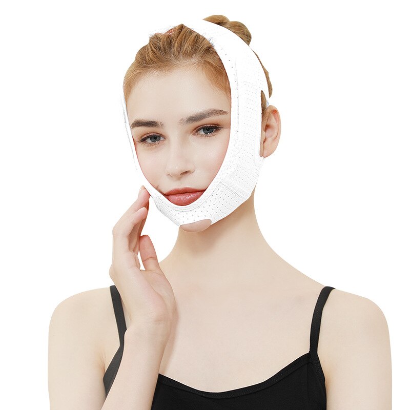 Atmungsaktive V Gesicht Wange Aufzug hoch Band Gesicht Dünne Maske Reduzieren Doppel Kinn V-Linie Gestaltung Verband Anti Falten gesicht Abnehmen Verband: 073 Weiß