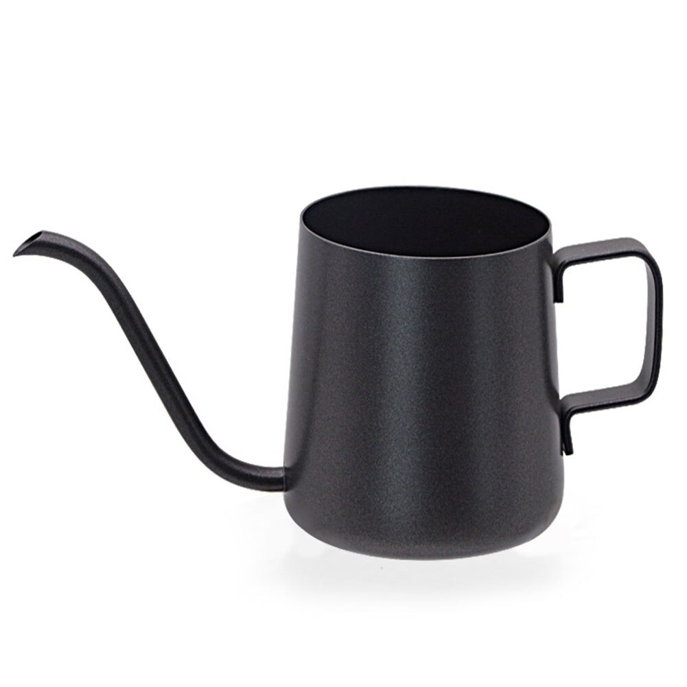 250ml zwanenhalsuitloop koffieketel theepot schenkt over dikke 304 roestvrijstalen coating lange mond drinkgerei roest niet: Zwart
