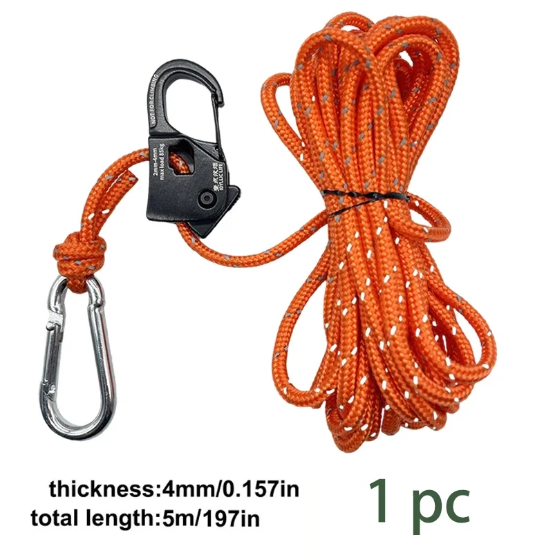 5m Camping Tent Koord Richter Wind Touw Vastbinden Reflecterende Spanner Bevestiging Katrol Ratel Luifel Touw Gesp: Bruin