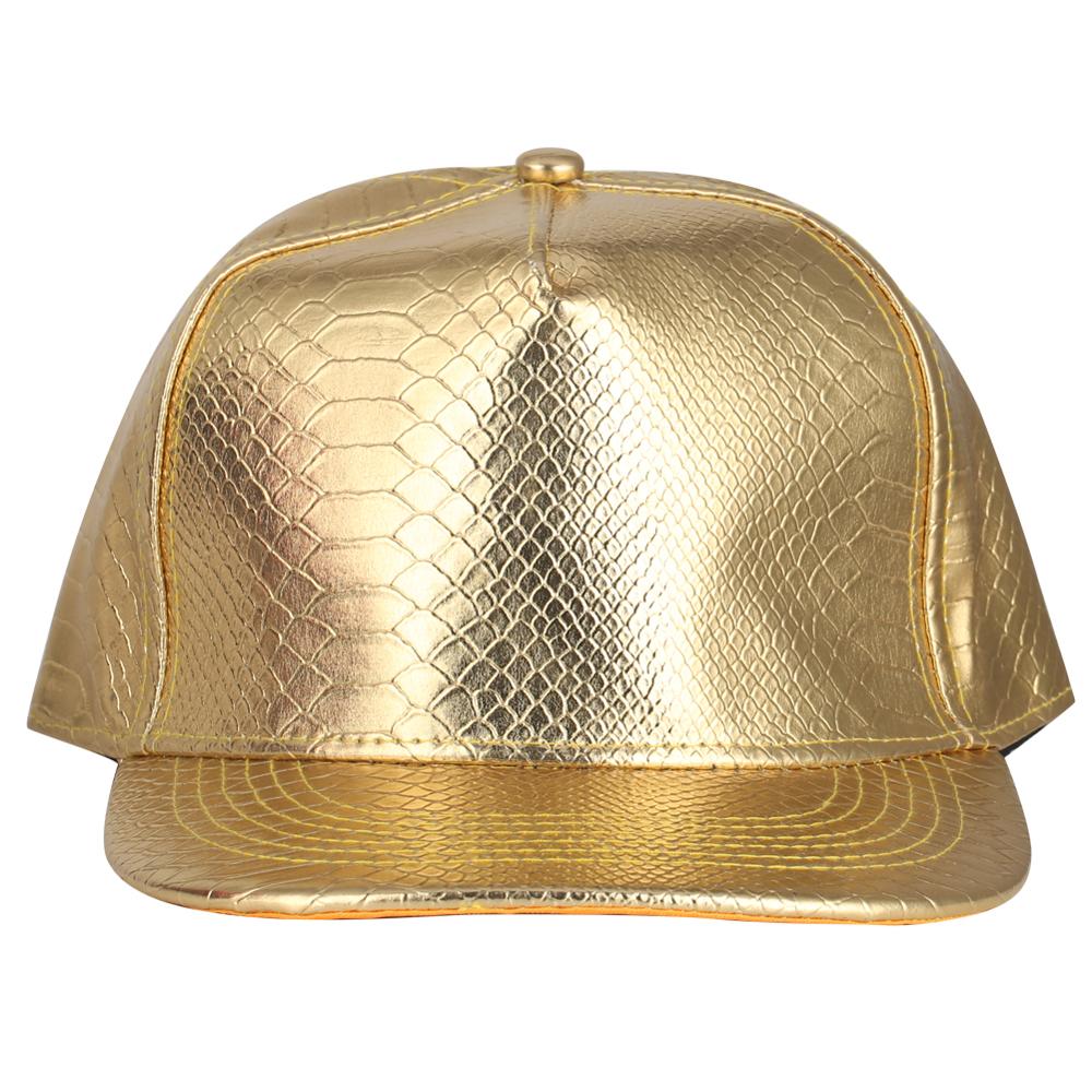 Gorra de béisbol dorada de Pu de cuero Hip Hop gorra ajustada para hombres mujeres gorras de sombrero Snapback Evrfelan hueso masculino