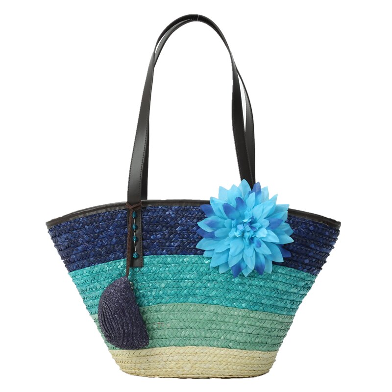 Décontracté fleur rotin femmes sacs à bandoulière en osier tissé sacs à main été plage paille sac bali grand fourre-tout voyage sac à main composit sac