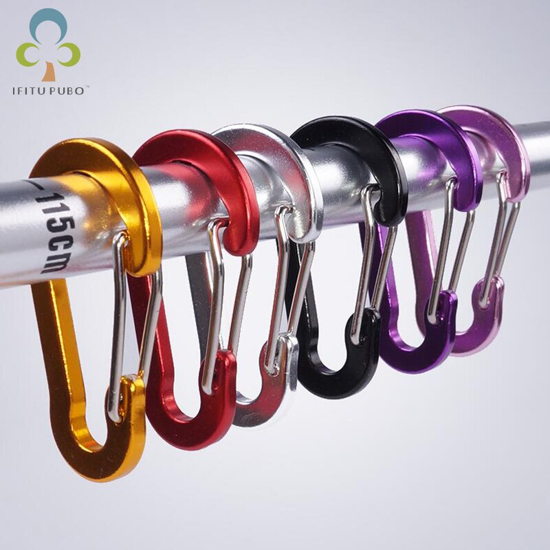 6 Stuks Aluminium Karabijnhaak Sleutelhanger Outdoor Camping Klimmen Snap Clip Lock Haak Vissen Tool Gyh