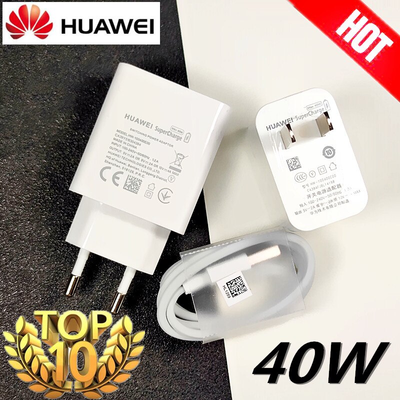Huawei P40 Lite Lader 40W Supercharge Originele 10V4A Fast Charger Adapter Voor Huawei P40 Pro Mate 30 20 Pro nova 5T 5 Honor 20