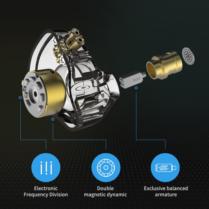 Kz zsn pro 1ba+1dd hybrid-technologie hifi-metall-in-ear-kopfhörer mit bass-ohrhörer, sport-headset mit geräuschunterdrückung  zs10 pro zst  as10