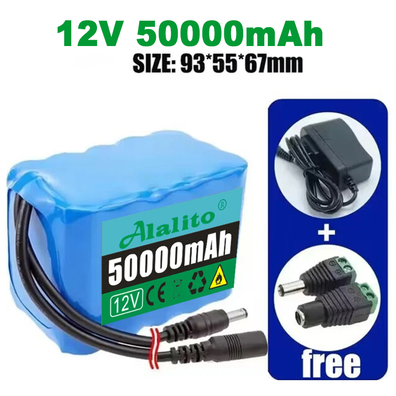 Akumulator 12V 30Ah 3s3p 18650 litowo-jonowy 12V 20Ah-50Ah DC12.6V akumulator o bardzo dużej pojemności z BMS + ładowarka: żółte światło