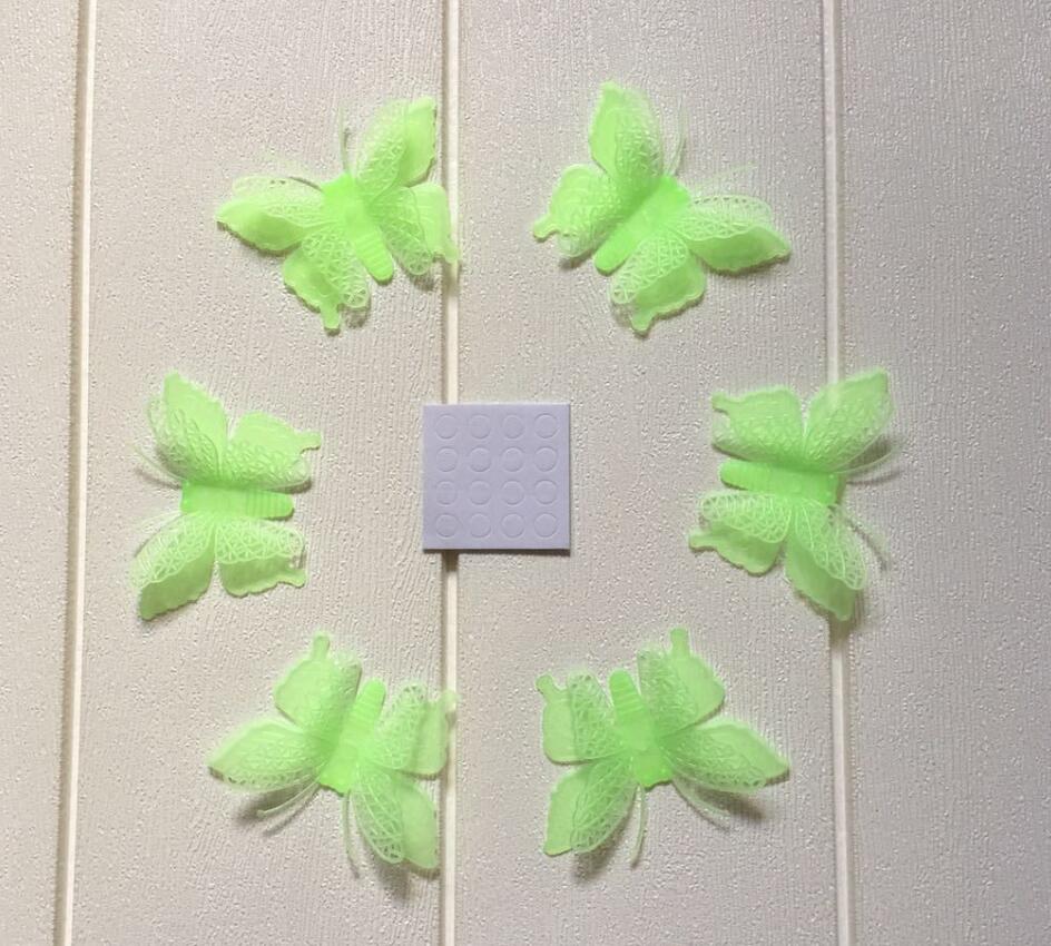 6 Stks/pak Drie-Dimensionale Vlinder Lichtgevende Speelgoed Glow In Dark Speelgoed Kamer Stickers Voor Kinderen Slaapkamer Willekeurige Kleur: yellow