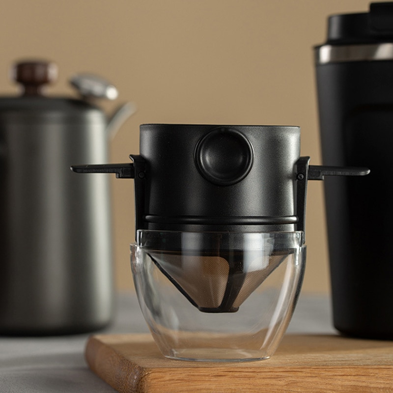Kaffefilter med kopp bärbar dropp kaffe tehållare trattkorgar återanvändbar teinfusionsanordning och stativ kaffedroppare