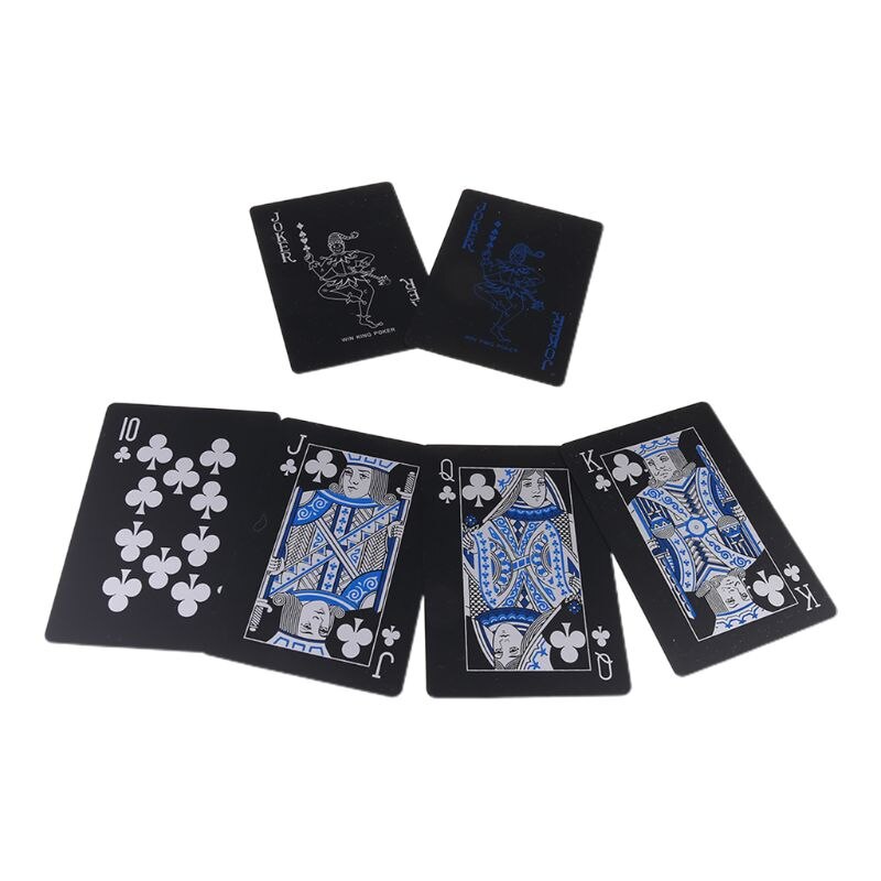 Waterproof Plastic Poker Playing Cards, Black PVC Poker Table Cards Classic Magic Tricks Tool Deck (54pcs)